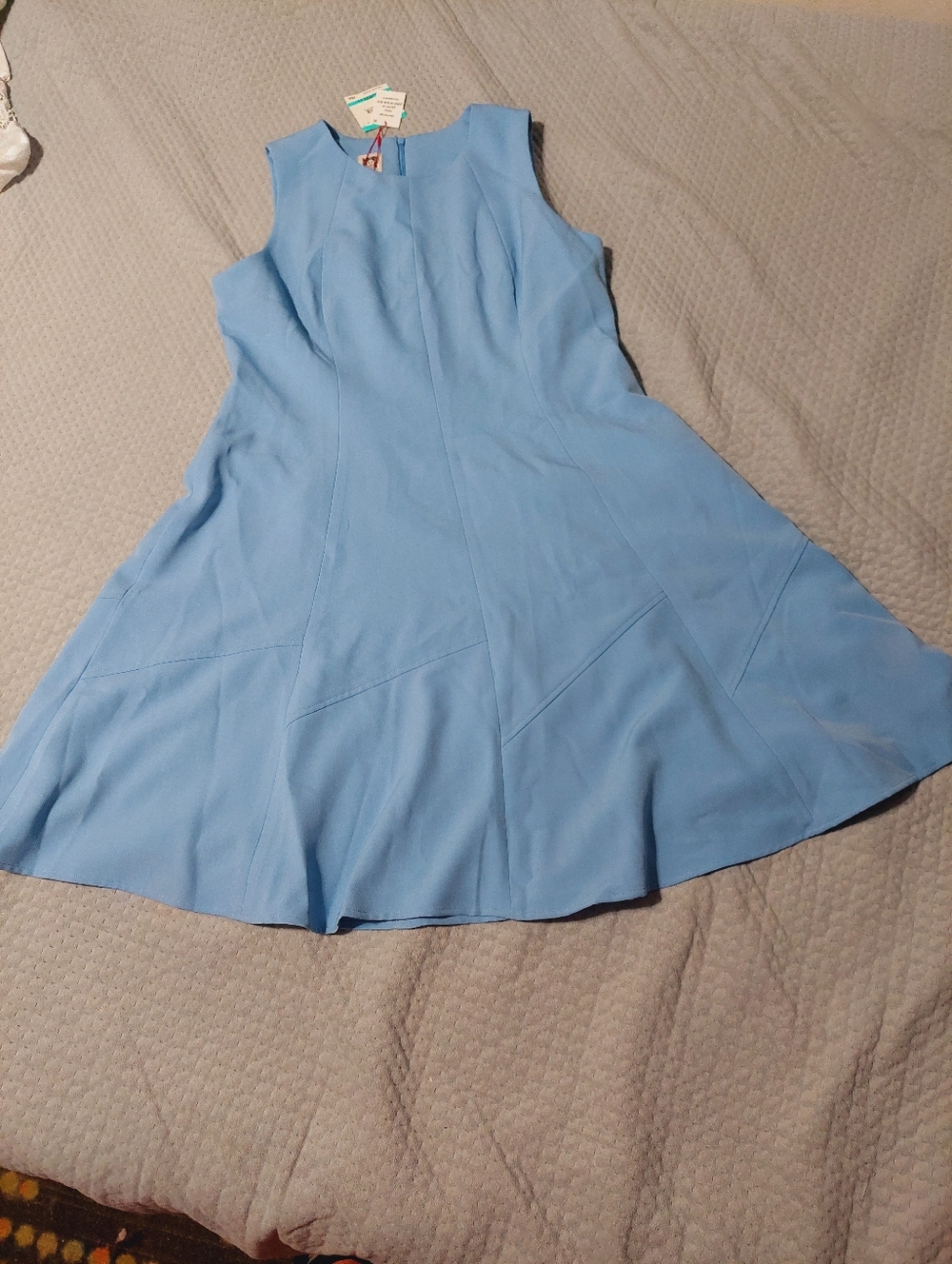 Anne Klein Sky Blue Sleeveless Fit-and-Flare Mini Dress